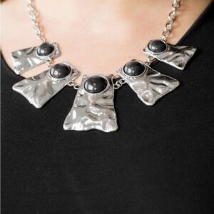 Paparazzi Silver and Black Geometric Necklace